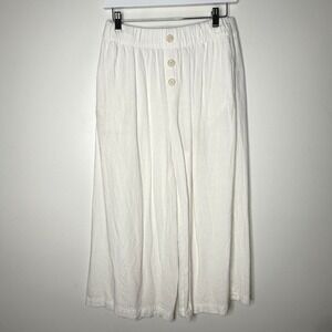 Miss Love White Linen Blend Wide‎ Leg Capri Pants Size Medium